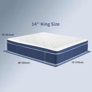 Materasso Ibrido King Size 14 Pollici in Memory Foam con Molle Insacchettate 25cm, Supporto Medio-Rigido, Isolamento del Movimento per Villa - Product Image 2