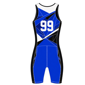 Royal Blue Black and White Rowing Champ Suit <b>Mens</b> Sleeveless Competition Uniform Performance Racing Singlet Custom Wholesale - Product Image 2