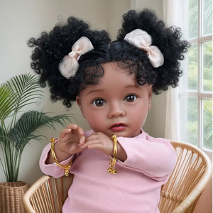 Poupée Reborn Afro-Américaine Daisy de 20 pouces, réaliste, pour fillette, cheveux bouclés, livraison rapide 3-7 jours - Product Image 2