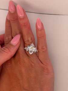 Anillo de Moissanita de Cinco Piedras con Corte Marquesa de 5CT, Anillo de Diamantes Agrupados, Plata 925 Original, Joyería Fina para Regalo de Boda, Fiesta, para Novias - Product Image 3