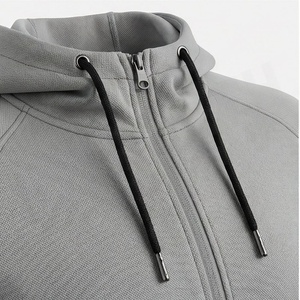 Sweat-shirt à capuche gris pour homme, fermeture éclair, manches longues, couleur unie, poches latérales, coupe classique, vêtements décontractés pour l'automne - Product Image 4