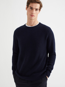 Pull en cachemire tricoté sur mesure pour homme, col rond, tricot côtelé, décontracté - Product Image 2