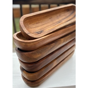 ถาดไม้เสิร์ฟแบบธรรมชาติ ดีไซน์ยาว ถาดไม้สำหรับจัดแสดงขนมและซูชิ - Product Image 2