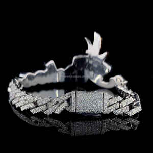 Joyería de Hip Hop, pulsera de Paloma de eslabón cubano personalizada con dos tonos de oro rosa y plateado para mujeres y hombres - Product Image 4