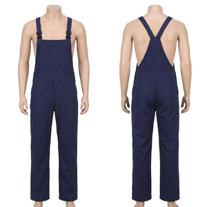 Mens Navy <b>Work</b> Bib <b>Pant</b> 260 GSM Cotton Polyester Twill Durable Adjustable Strap Utility Overalls Custom Embroidery Print - Product Image 1