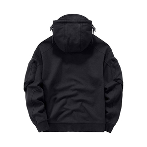 Sweat-shirt à capuche pour homme, noir, coupe ample, en coton French Terry, style streetwear décontracté, avec poche, pour l'automne - Product Image 2