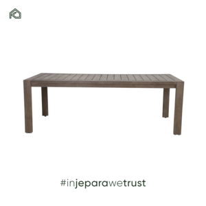 Ensemble de table et 4 chaises de salle à manger d'extérieur en teck rond moderne de qualité professionnelle, résistant aux intempéries - KLOPS LIVING - Product Image 1