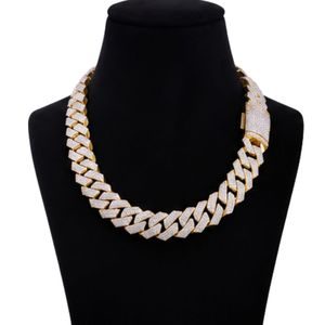 Premium <b>iced</b> <b>out</b> Cuban link <b>chain</b> necklace luxurious gold tone sparkling stones bold hip hop fashion secure box clasp durable - Product Image 1