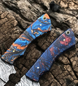 Cuchillo Plegable Profesional de Acero de Damasco para Caza y Camping, de Alta Calidad, Precios Finos, con Mango de Madera y Funda de Cuero OEM - Product Image 6