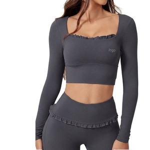 Womens Square Neck <b>Yoga</b> <b>T</b> <b>Shirt</b> Lightweight Breathable Nylon Spandex Slim Fit Fitness Workout Sports Top Plain Color Activewear - Product Image 6