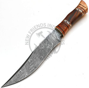 Nouvelle édition personnalisable, couteau Bowie en acier Damas de 14 pouces, couteau de chasse en plein air, couteau de survie à lame fixe, manche en bois d'olivier - Product Image 1