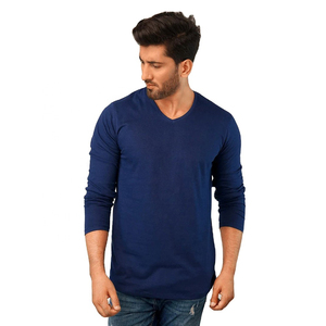 T-shirt col V 100 % coton de haute qualité pour hommes grandes tailles, impression de logo personnalisée, tissu jersey, couleur unie, coupe ample, OEM - Product Image 2