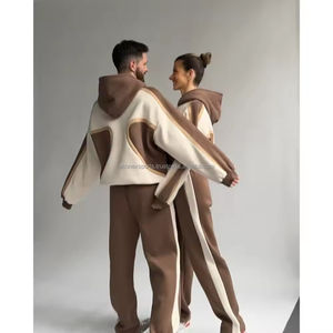 Venta al por mayor de encargo de alta calidad de peso pesado de algodón de los hombres de Streetwear de gran tamaño de lujo Sudadera con capucha de bloque de color de contraste Sudadera con capucha - Product Image 1