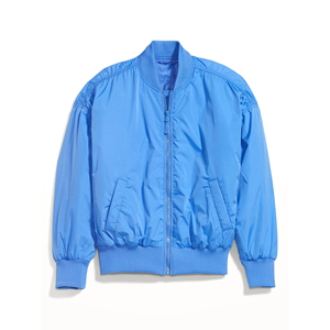 <b>Women</b> Satin Bomber <b>Jacket</b> Glossy Finish Full Zip Outerwear Ribbed Collar Long Sleeve <b>Lightweight</b> Casual Streetwear Fashion - Product Image 1