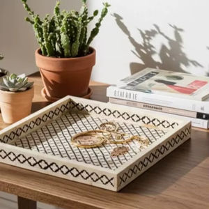 ถาดเสิร์ฟฝังกระดูก งานฝีมือ งานศิลปะจากกระดูกที่ไม่เหมือนใคร ถาดเสิร์ฟฝังกระดูก งานตกแต่งทำมือ ดีไซน์หรูหรา ราคาประหยัด - Product Image 1