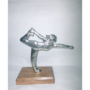 Sculpture Métallique Abstraite de Poses de Yoga du Corps Humain, Décoration de Bureau Minimaliste Argentée, Figurine Artistique, Ornement pour Hall d'Hôtel - Vente en Gros - Product Image 1