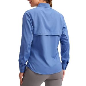 Camisa de Pesca de Manga Larga Azul para Mujer, de Secado Rápido, UPF 50, Color Sólido, Informal, de Alta Calidad - Product Image 6