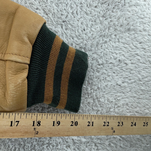 เสื้อแจ็คเก็ตวาร์ซิตี้ทรงสลิมฟิต รุ่นวิทยาลัย วัสดุผ้าขนสัตว์และหนัง สีเขียว ไซส์ใหญ่ แบบ Letterman ของแท้จากอเมริกา - Product Image 3