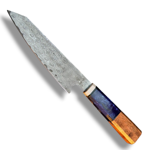Cuchillos de Chef Profesionales con Hoja de Acero con Patrón de Damasco Afilado y Mango Decorativo de Resina de Madera para Cocina y Preparación de Alimentos - Product Image 2