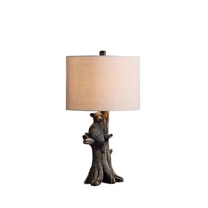 Lampada da Tavolo in Resina Poliestere con Orso Nero su un Albero, 63 cm - Product Image 4