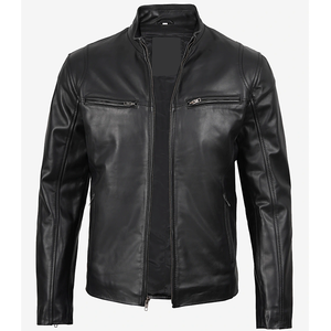 Chaqueta de Cuero Vacuno Negro para Hombre, Modelo 2026, Cuello Alto, Bolsillos con Cremallera, 100% Alta Calidad, Bajo MOQ, Chaqueta de Moda - Product Image 6