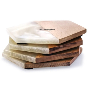 Latest Design Drink <b>Table</b> Decoration <b>Coasters</b> White Marble Brass Inlay Round Shape 4 Pieces Stylish Modern - Product Image 4