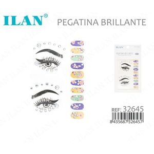 Adesivi viso glitterati ILAN con design occhi e strass per decorazioni di bellezza - Product Image 3