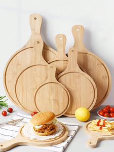 Acacia Wood Paddle Cutting Board with Handle Round Serving Board Solid Wood <b>Kitchen</b> Chopping Board OEM Supplier - Product Image 2