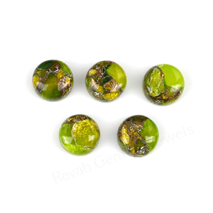High Quality Natural <b>Peridot</b> Copper 12mm Round Shape Flatback High Polish Smooth Loose Gemstone Cabochon For Jewelry Making <b>Ring</b> - Product Image 5