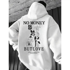 Sudadera con Capucha de Forro Polar para Hombre No Money Love Rose, 100% Algodón, Cómoda, Informal para Otoño - Product Image 4