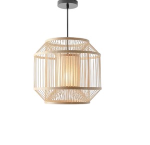 Lampe suspendue artisanale en rotin écologique, abat-jour tissé, luminaire bohème pour chambre à coucher ou hôtel - Product Image 4