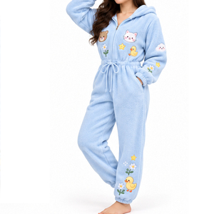 Combinaison en polaire pour femme, tenue confortable en une seule pièce pour l'hiver - Product Image 4