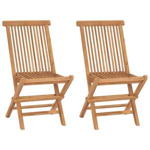Ensemble de 2 chaises de jardin en teck, meubles d'extérieur pliants en bois massif, design rustique, pieds effilés, marron - Product Image 1