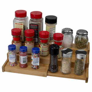 Étagère à épices en bois de style américain de qualité supérieure, finition naturelle, design multi-niveaux pour l'organisation du rangement de cuisine, disponible - Product Image 5