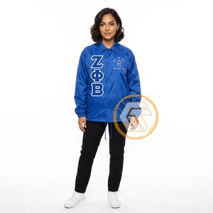 Chaqueta Universitaria Bordada para Mujer de la Hermandad Zeta Phi Beta con Logotipo Personalizado GREEK TREASURES, de Poliéster Transpirable de Alta Calidad - Product Image 4