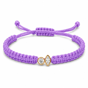 Pulsera de Macramé Azul Marino Chapada en Oro de 14K con Diamantes CVD Cultivados en Laboratorio, Diseño de Corte Marquesa, Estilo Clásico, Cordón Ajustable - Product Image 5