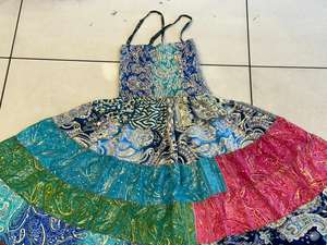 Lot en gros de robes longues pour femmes en soie patchwork superposées, style bohème hippie festival gypsy, respirantes, taille élastique, pour le voyage - Product Image 3