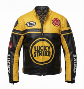 Blouson de course en cuir de vachette véritable Zuzuki pour homme/Chaquetta – Équipement de moto premium pour la course avec bosse, sur mesure - Product Image 1
