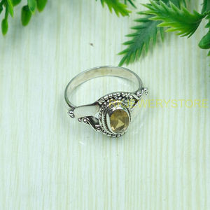 Bague en citrine jaune, argent sterling 925, design artisanal, bague de fiançailles, bijoux en citrine, cadeau de Noël, bijoux pour femme - Product Image 2