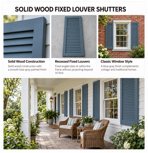 Volets extérieurs horizontaux fixes en bois massif sur mesure pour décoration de ferme de style européen - Écologiques - Product Image 4