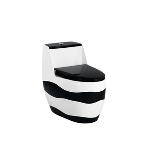 Inodoro APPLE de una pieza, moderno, alargado, con sifón en S y en P, ecológico, fácil de limpiar (4 colores: WaveBlackGlossy, Royal Palm) - Product Image 1