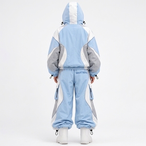 Conjunto Deportivo Cargo Azul Claro para Mujer, Chaqueta con Capucha y Cremallera, Pantalones Anchos, Estilo Urbano, Fabricante Mayorista Personalizado - Product Image 2