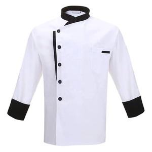 Chaqueta de Chef Unisex de Manga Corta, Tela de Lona, Impresión Digital, Cierre de Botones a Presión, Uniforme para Restaurante o Bar, Blanca - Product Image 4