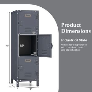 ตู้เก็บของโลหะแบบปรับระดับได้พร้อมประตูล็อคได้ 3 บาน - Product Image 5