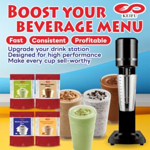 เครื่องปั่นสมูทตี้และมิลค์เชคเชิงพาณิชย์ KEIFU HF-US กำลังไฟ 300 วัตต์ แรงดันไฟฟ้า 110/220 โวลต์ ทำจากสแตนเลส พร้อมช้อน ความจุ 1000 มล. เหมาะสำหรับร้านชานมไข่มุก - Product Image 4