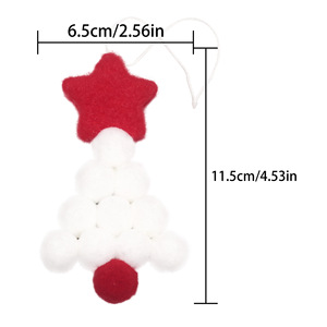 Faux Fur Pom Pom Small <b>Christmas</b> Tree Ornament <b>Red</b> <b>Green</b> Star Hanging Decorative Craft Indoor Holiday <b>Decoration</b> High Quality - Product Image 3