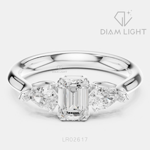Bague de fiançailles en or blanc 14 carats avec diamant de laboratoire certifié IGI, taille émeraude 0,56 carat, bijoux fins - Product Image 1