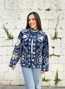 Elegant Suzani <b>Blazer</b> Handcrafted Embroidered Jacket Ethnic Fusion Wear for Modern Women - Product Image 3
