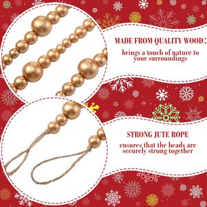 Wooden Beads Farmhouse <b>Wall</b> Hanging Decor Natural Prayer Beads Garland for Christmas Rustic Home <b>Table</b> Tree Decoration - Product Image 5