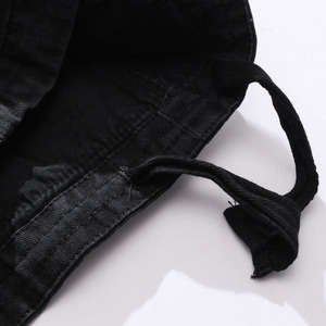 New Style Streetwear Hip Hop Straight Mid Embroidery Cargo <b>Denim</b> <b>Shorts</b> <b>Black</b> Men's Multi Pocket Breathable Summer Casual Trend - Product Image 4